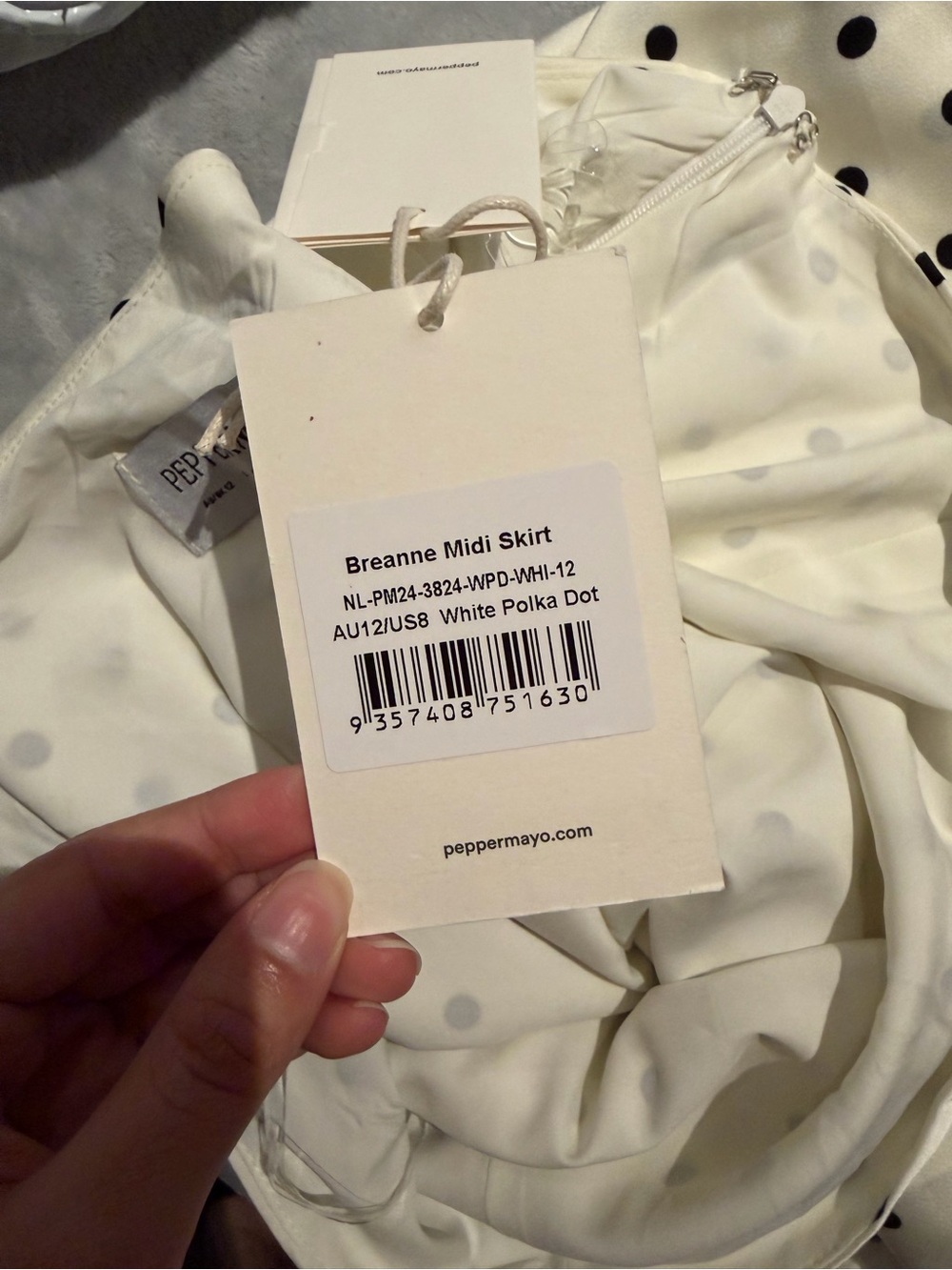 Peppermayo White Polka Dot Midi Skirt - Picture 3 of 6